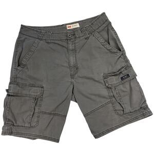 Wrangler Cargo Shorts Mens 33 Gray Ripstop Lightweight Stretch Grunge Distressed